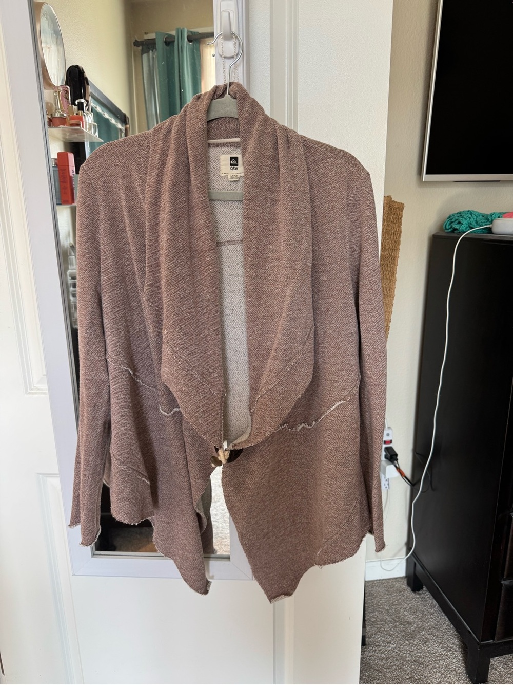 Quiksilver Open-Front Draped Cardigan - Taupe Brown